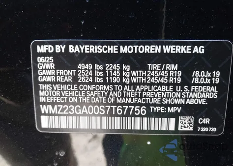 2025 Mini Countryman Cooper S z USA, uszkodzony, nr VIN WMZ23GA00S7T67756